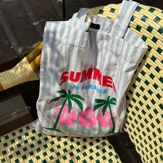 Túi Tote Vải Canvas Cotton Đeo Vai Du Lịch Mùa Hè Nhiệt Đới Summer in Paradise
