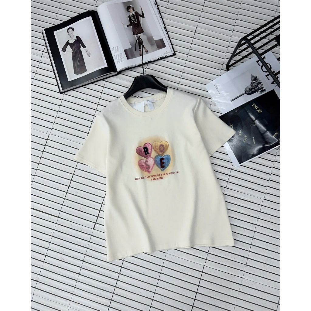 Ảnh Áo phông nữ Quảng Châu mã 3732 in hình chữ ROSE  chất cotton co giãn, thoáng mát 4