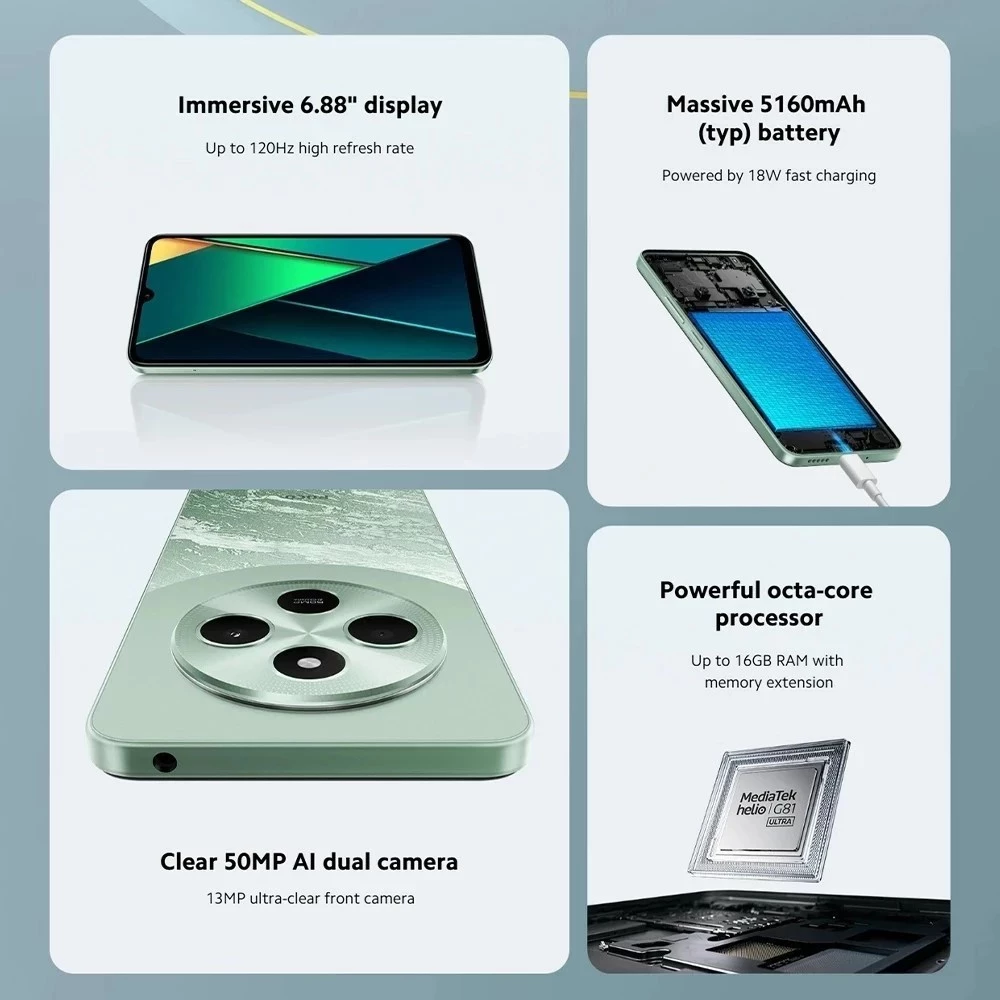 Điện Thoại XIAOMI POCO C75 (8GB+256GB) | Màn hình 6,88" | Pin 5160mAh | Camera kép 50MP
