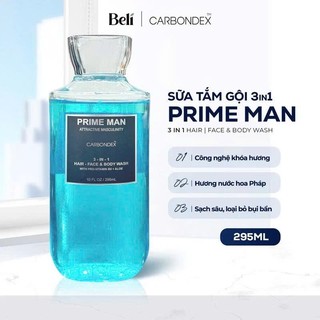 Sữa tắm, gội, rửa mặt cho Nam PRIME MAN 3in1, 295ml. Hương nước hoa lôi cuốn lưu hương 3h-4h. Làm sạch sâu.
