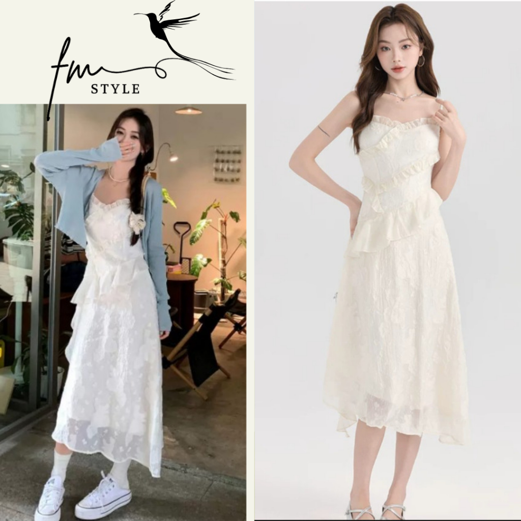 Váy Nữ Set Váy Nữ 2 Dây Dự Tiệc Mix Đuôi Tiên Kèm Cardigan, Chất Vải Tơ ...