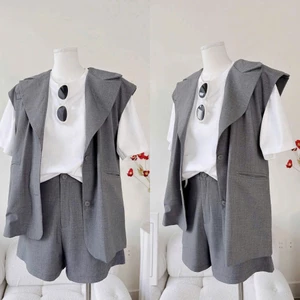 >ᴗ< SET 3 MÓN BASIC : 1 ÁO KHOÁC VEST CỌC TAY + 1 ÁO THUN COTTON + 1 SHORT ĐỦ SIZE S-M-L SP021168🔥𝐇𝐨𝐚̉ 𝐓𝐨̂́𝐜🔥 𝐌𝐄𝐎𝐈𝐍𝐃𝐀𝐇𝐎𝐔