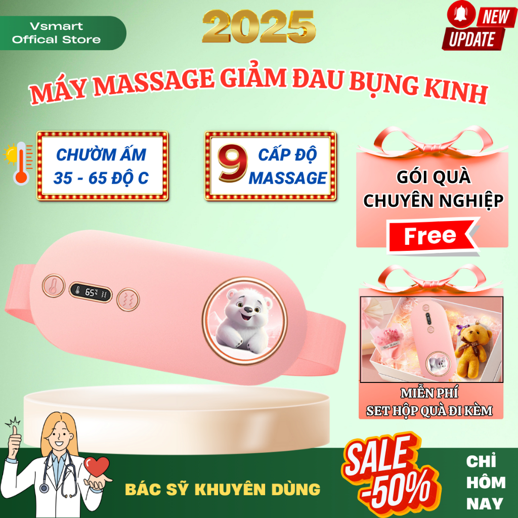 Máy Làm Ấm Bụng Kinh, Máy Chườm Nóng Rung Massage Làm Ấm Tử Cung Giảm Đau Bụng Cho Phụ Nữ Đến Kì Dâu