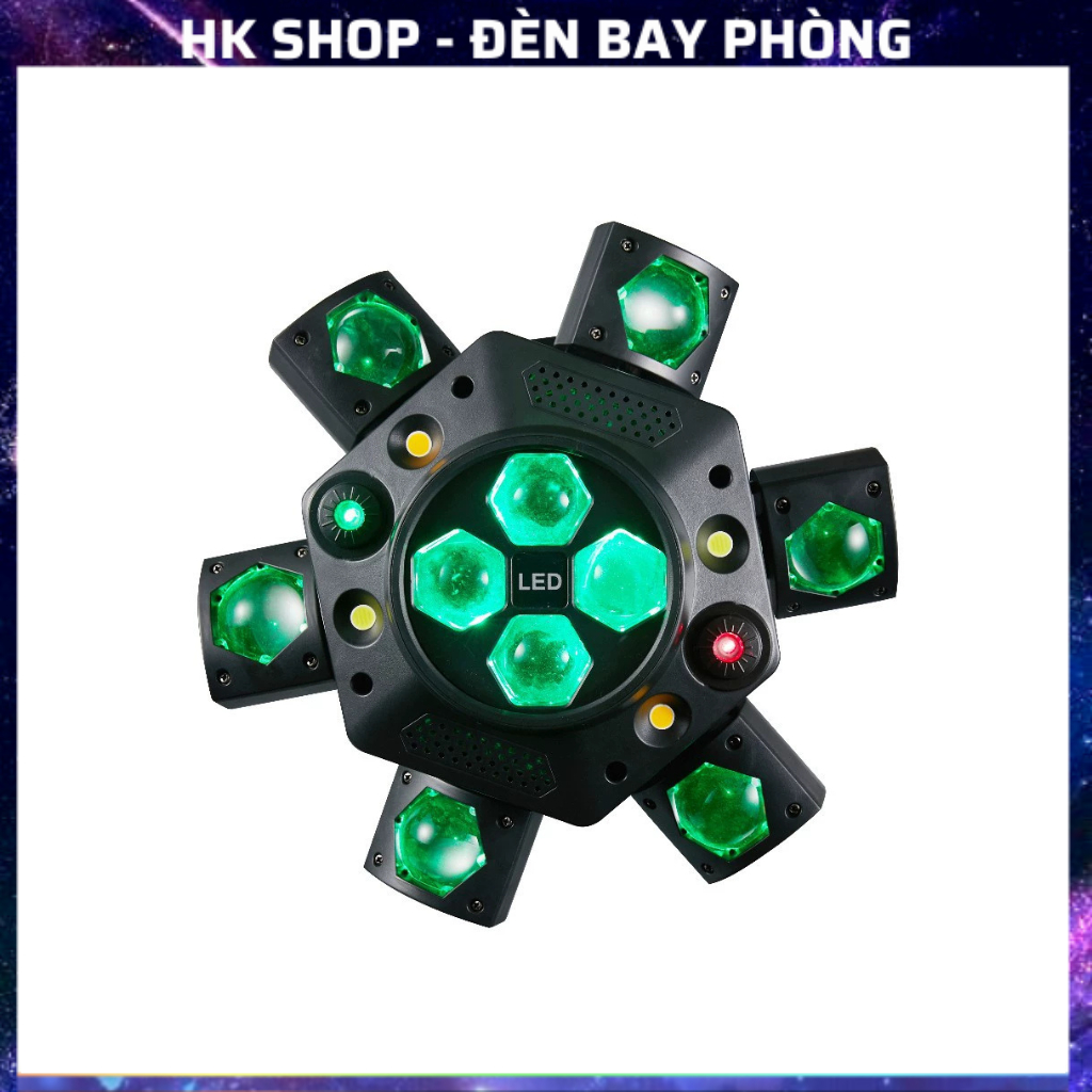 Đèn Laser Moving 6 Cánh sân khấu KingKong xoay 540 cảm ứng âm thanh điều khiển DMX 512 dành cho sân khấu phòng bay phòng