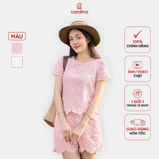 Bộ đồ nữ CARDINA chất liệu thô, hoạ tiết thêu hoa trẻ trung 5BON02