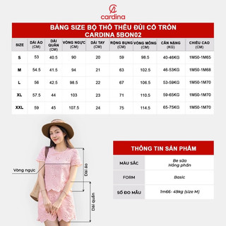 Bộ đồ nữ CARDINA chất liệu thô, hoạ tiết thêu hoa trẻ trung 5BON02