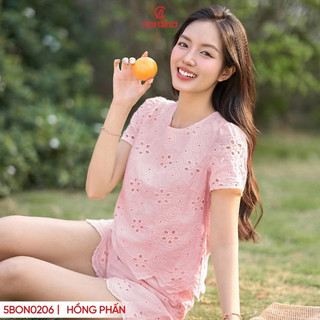 Bộ đồ nữ CARDINA chất liệu thô, hoạ tiết thêu hoa trẻ trung 5BON02