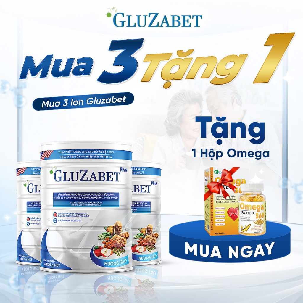 Ảnh MUA 3 TẶNG 1 OMEGA - Gluzabet 800G Chuyên Biệt Cho Người Tiểu Đường, Ổn Định Đường Huyết, Ngăn Ngừa Biến Chứng 1