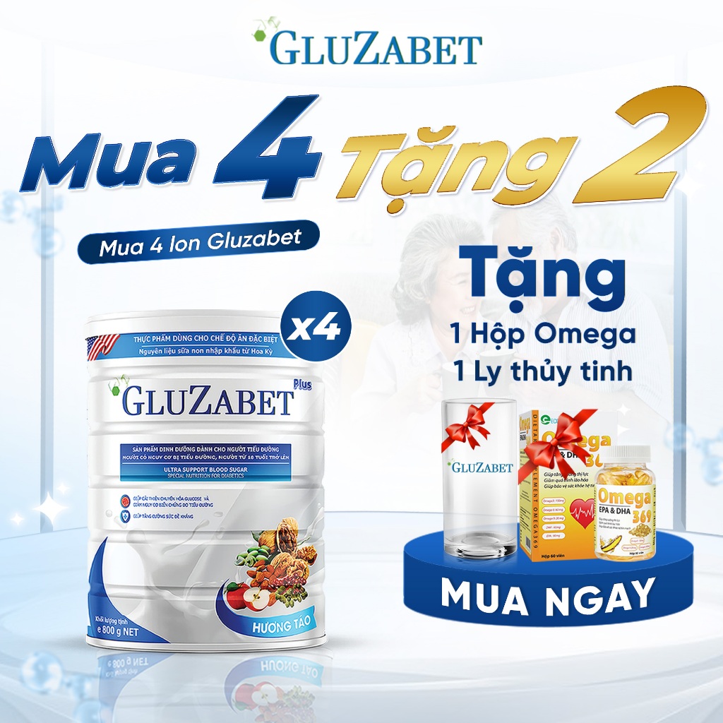 Ảnh MUA 4 TẶNG 1 OMEGA Gluzabet Tiểu Đường - Hỗ Trợ Ổn Định Đường Huyết, Ngăn Ngừa Biến Chứng Tiểu Đường, Tăng đề Kháng 1