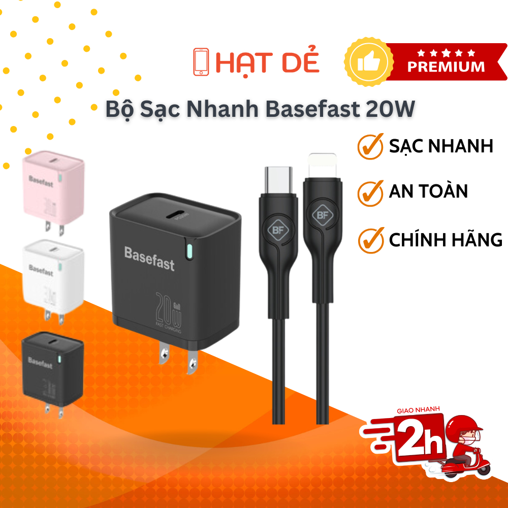 Combo Củ Cáp Sạc nhanh 20W TypeC-L TypeC-C Chính Hãng Basefast BS26 Cá Tính Trẻ Trung