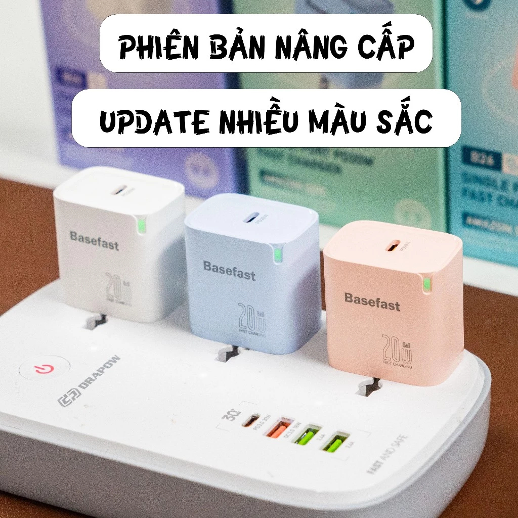 Combo Củ Cáp Sạc nhanh 20W TypeC-L TypeC-C Chính Hãng Basefast BS26 Cá Tính Trẻ Trung