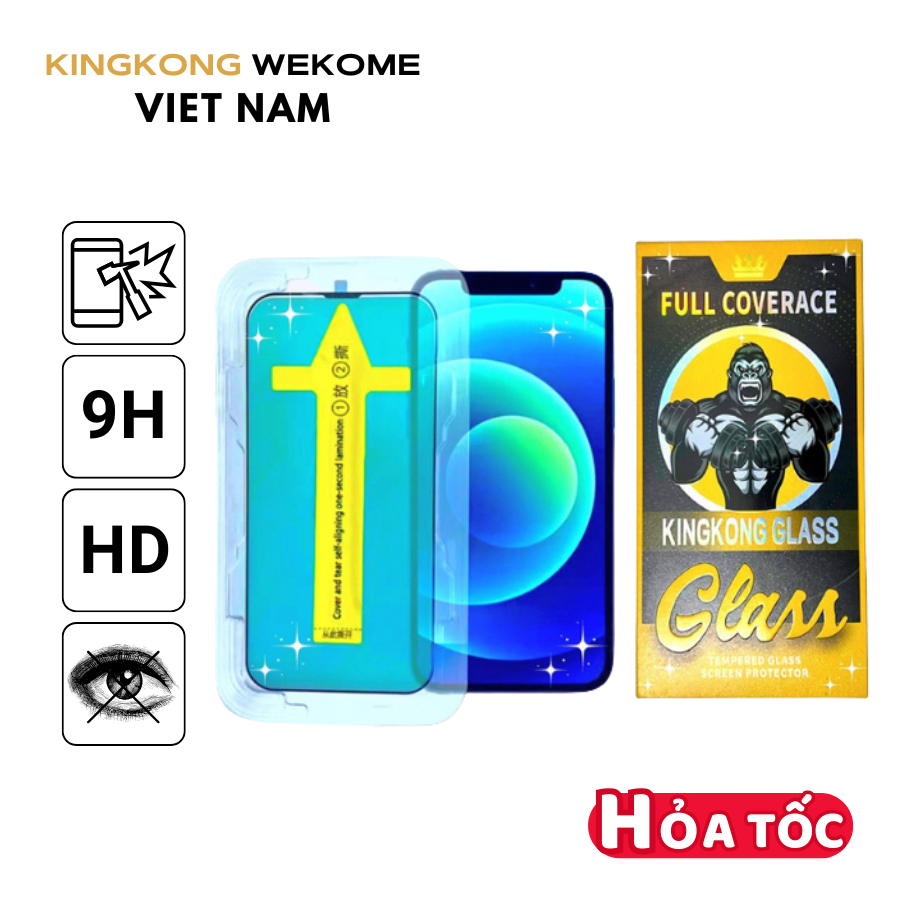 [ GIÁ HỦY DIỆT ] Kính cường lực khung tự dán KINGKONG KTC siêu bền, bảo vệ màng loa iphone 11 12 13 14 15 16 Promax