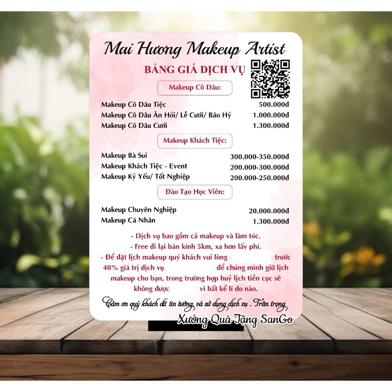 Menu Mica tiệm nail, Spa, Salon… in theo yêu cầu- Xưởng quà tặng Sango