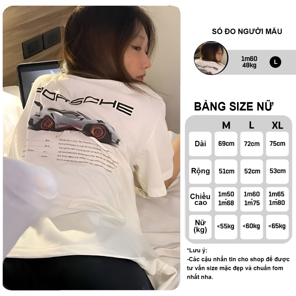 Áo thun nữ PORSCHE form rộng , áo phông basic unisex 260gsm cotton oversize đen BLACKDOKI