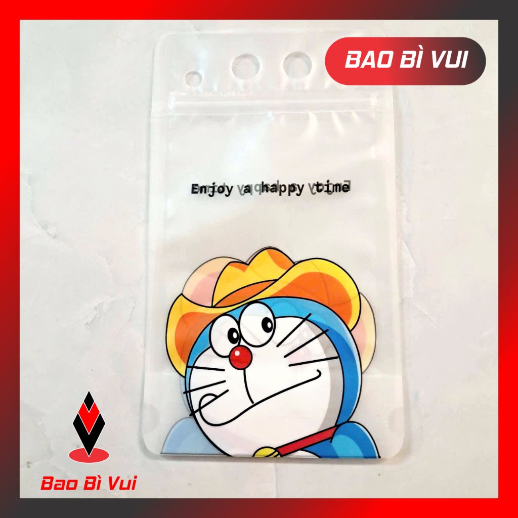 Túi zipper trà sữa lụa mờ in hình có quai xách