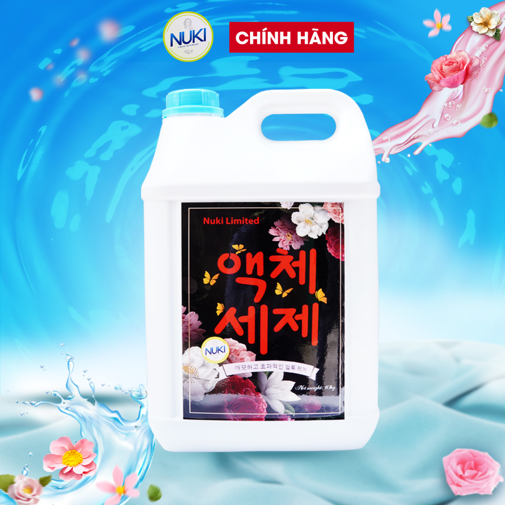 Can Nước Giặt Lưu Hương Thơm Lâu Nuki Limited 10kg Đánh Bay Vết Bẩn, An Toàn Với Mọi Loại Quần Áo