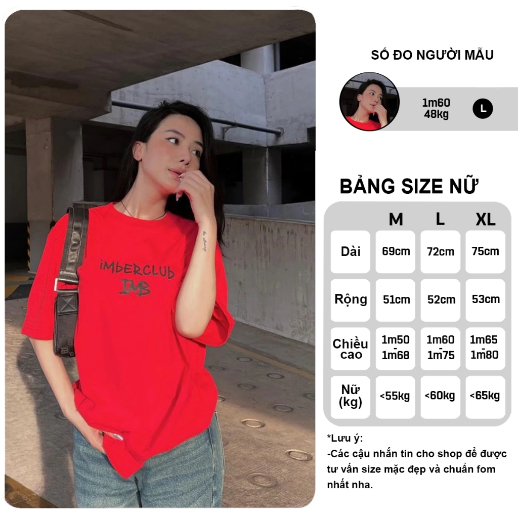 Áo thun nữ BLACKDOKI-IMBER LOGO 3 , áo phông basic hiện đại cá tính chất cotton dày dặn oversize