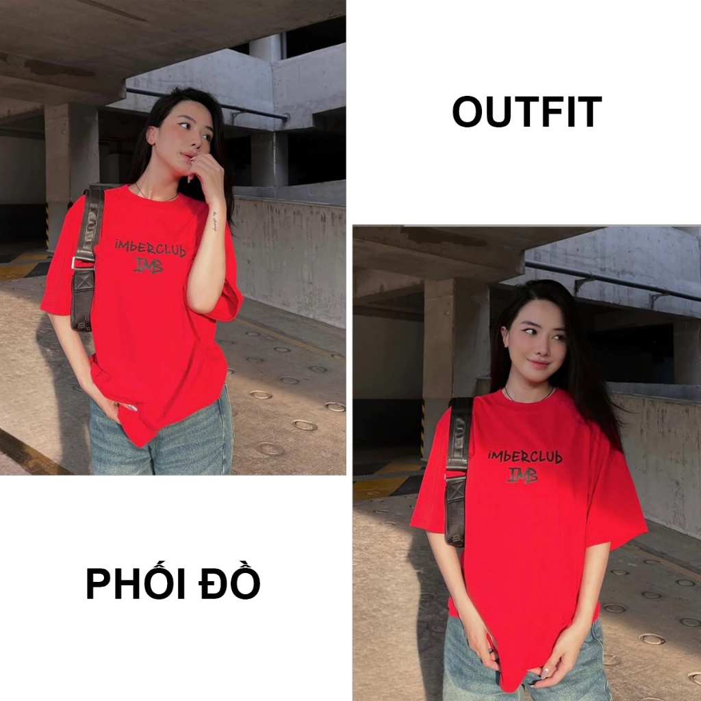 Áo thun nữ BLACKDOKI-IMBER LOGO 3 , áo phông basic hiện đại cá tính chất cotton dày dặn oversize