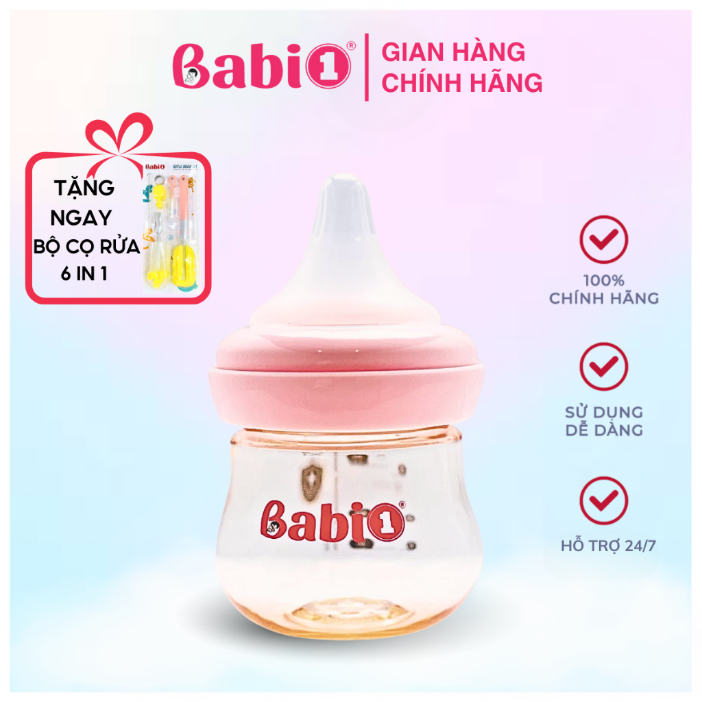 Bình Sữa Cho Bé BABIONE Bình Sữa Sơ Sinh Chống Sặc PPSU Núm Ti Y Khoa Thế Hệ IV Siêu Mềm 90ml
