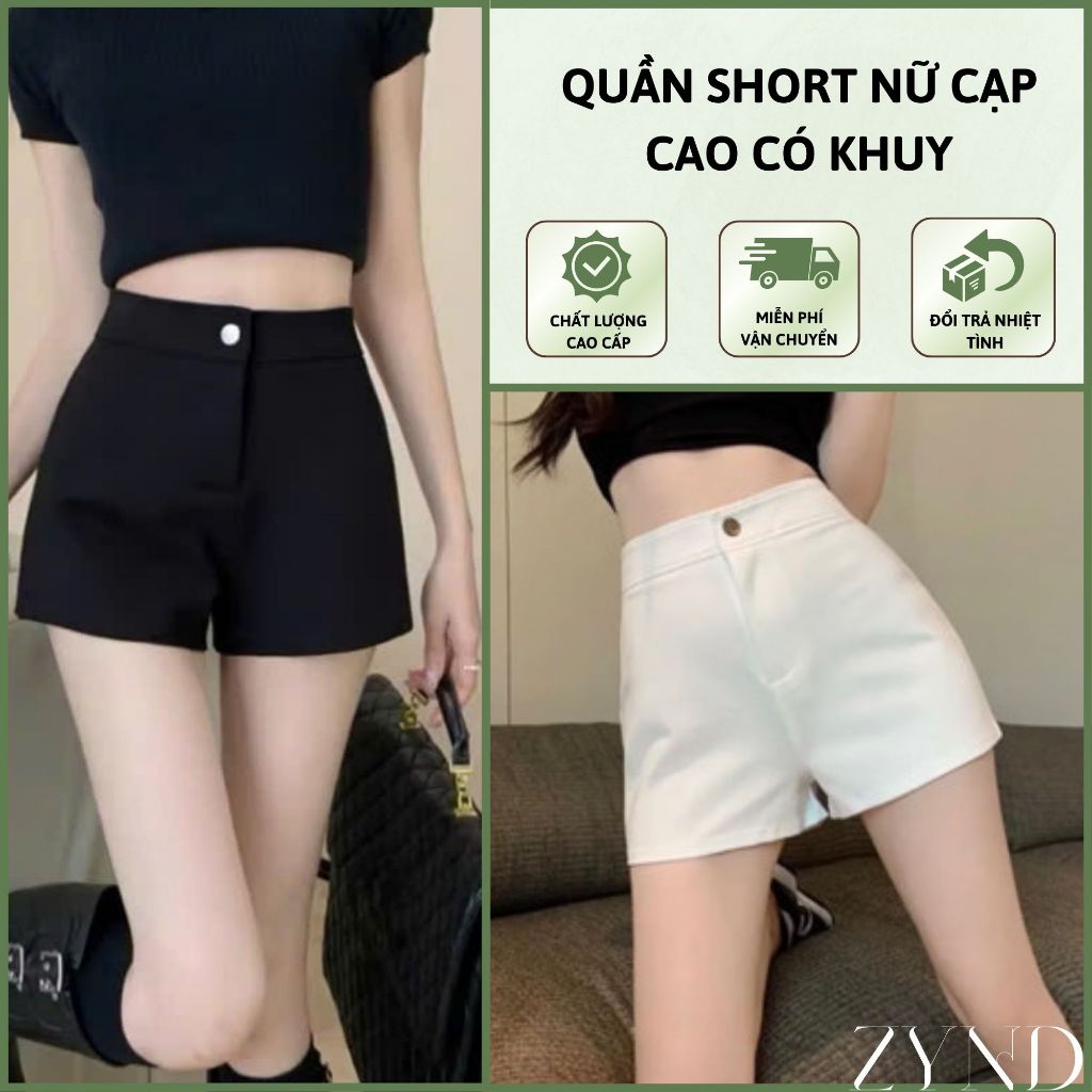 Quần short nữ cạp cao có khuy, quần đùi lưng cao chất liệu umi mềm mịn AT-M628_ ZynD Clothing