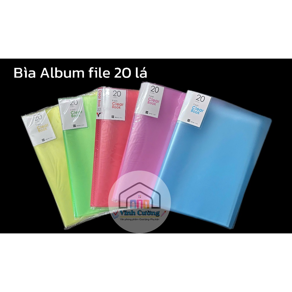 Bìa nhựa cứng trong nhiều lá file 20 lá , nhựa tốt độ dẻo cao A4 5 màu ...