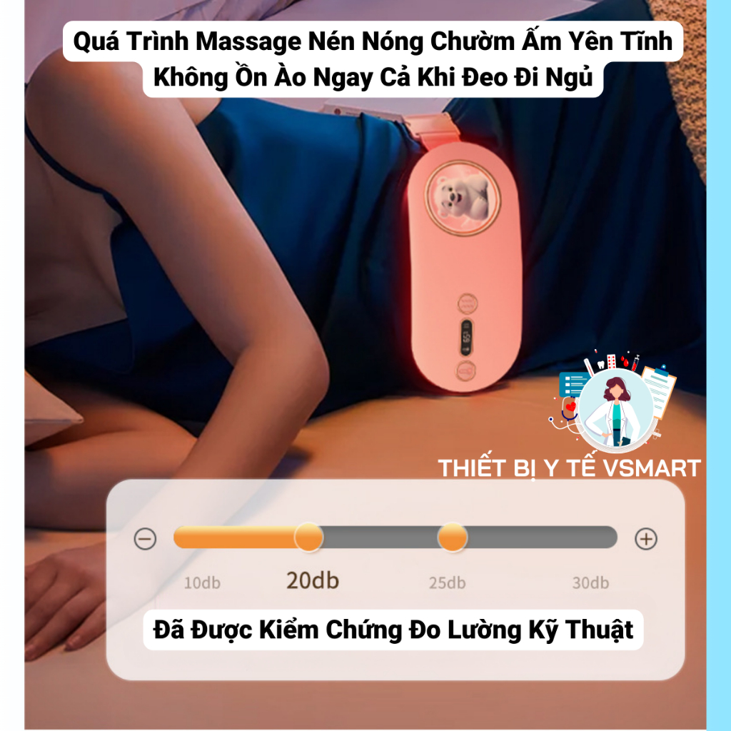 Máy Làm Ấm Bụng Kinh, Máy Chườm Nóng Rung Massage Làm Ấm Tử Cung Giảm Đau Bụng Cho Phụ Nữ Đến Kì Dâu