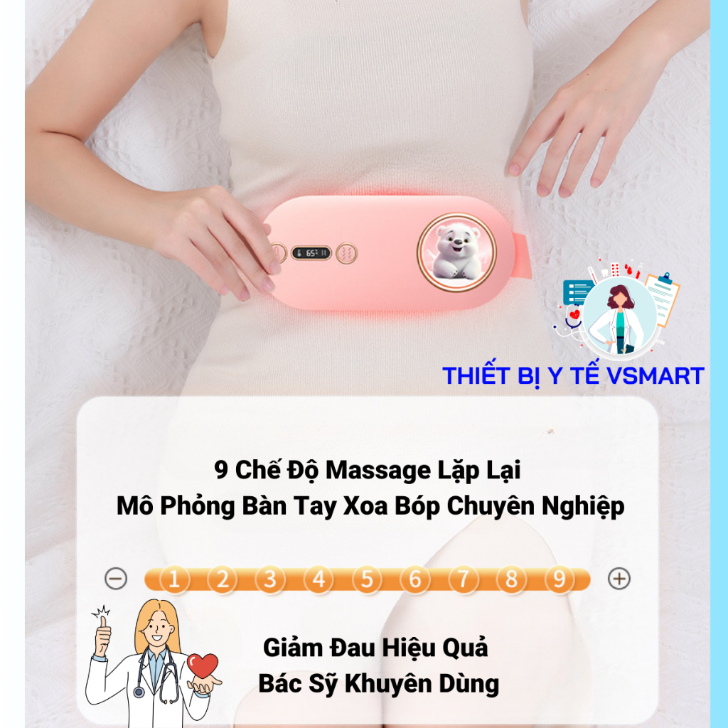 Máy Làm Ấm Bụng Kinh, Máy Chườm Nóng Rung Massage Làm Ấm Tử Cung Giảm Đau Bụng Cho Phụ Nữ Đến Kì Dâu