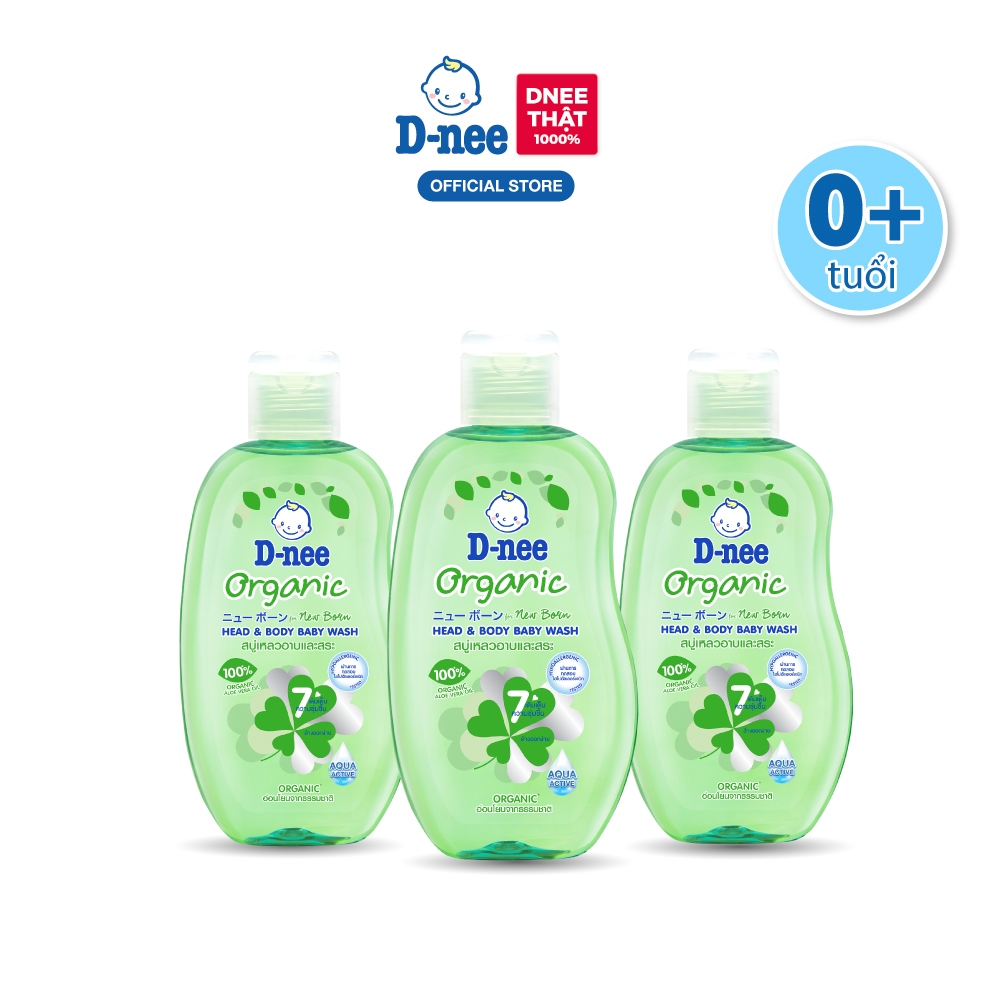 Combo 3 Tắm gội toàn thân em bé (<3 tuổi) D-nee 180ml - Organic