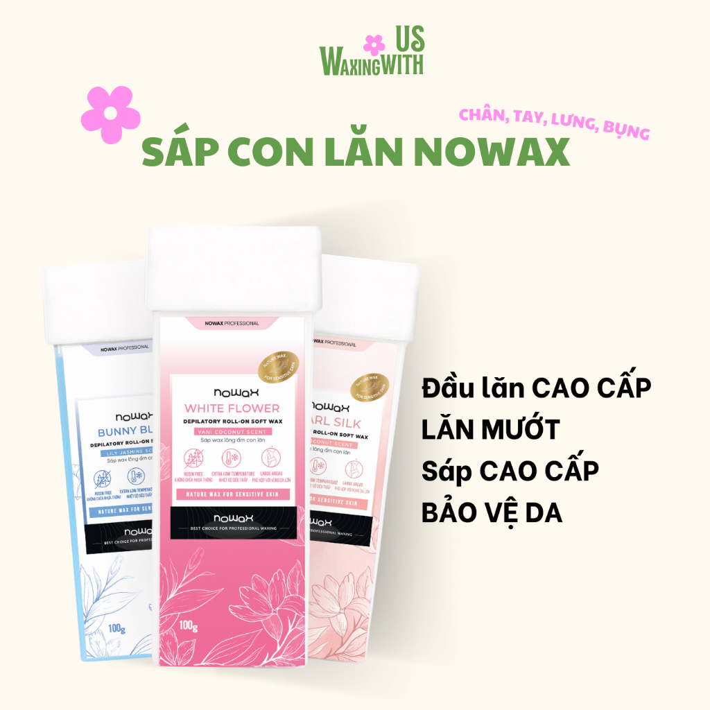 Sáp wax lông con lăn Nowax kèm dụng cụ - dành cho waxing chân, tay ...