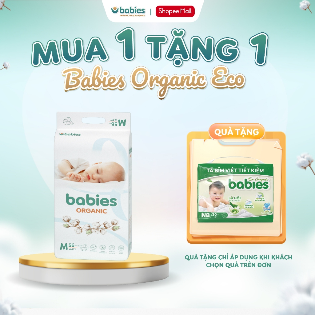 Ảnh Tã/Bỉm BABIES ORGANIC Mỏng Thoáng, Siêu Thấm Hút, Đầy Đủ Size NB/S/M/L/XL/2XL/3XL -Thương Hiệu Việt 1