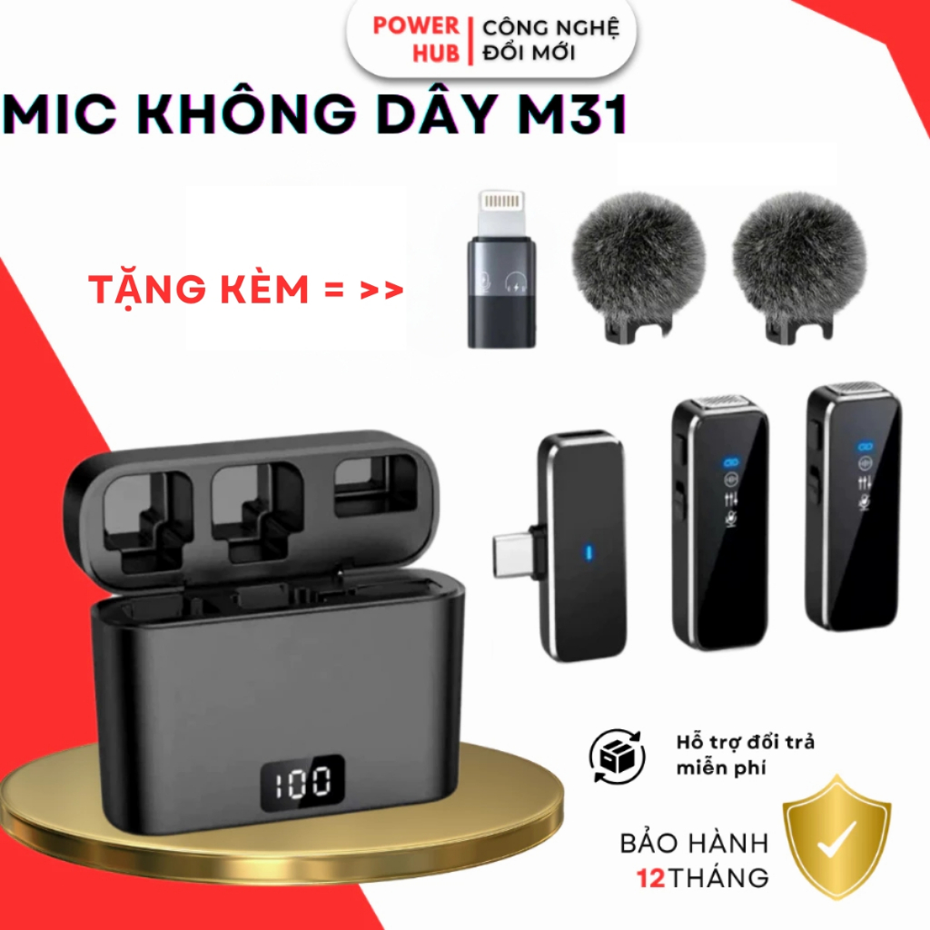 Mic Thu Âm Không Dây Cho Điện Thoại M31 , Bật Tắt Lọc Ồn - Micro Ghi Âm ...