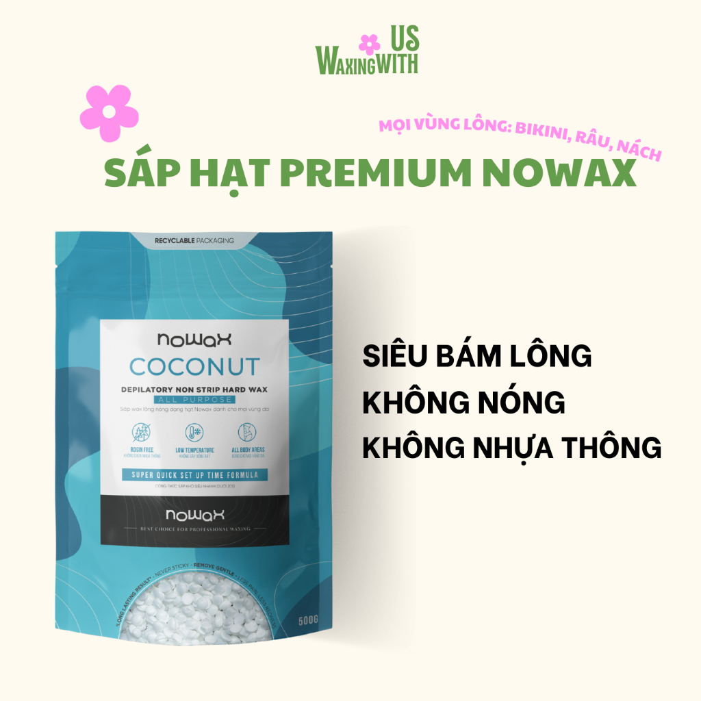 Sáp wax lông nóng Nowax hương Vani Coconut siêu bám lông, không nhựa ...