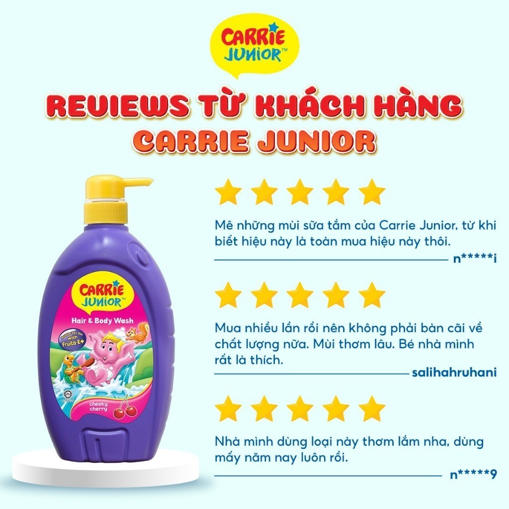 Ảnh Combo 2 Túi Sữa Tắm Gội Cho Bé Carrie Junior hương Cheeky Cherry 500G - Live 3