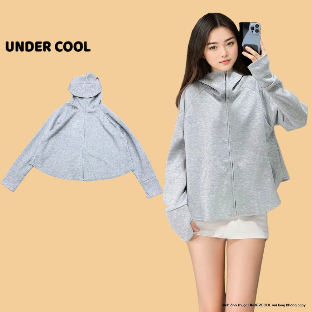 Áo Chống Nắng Cánh Dơi Nữ UNDERCOOL Vành Mũ To Dáng Croptop Chất Umì Nỉ Cao Cấp Co Giãn ACN05