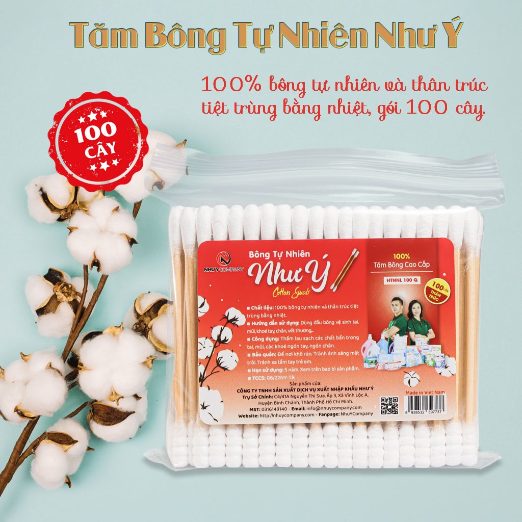 Combo 3 gói tăm bông người lớn thân trúc Như Ý (G/100 cây)