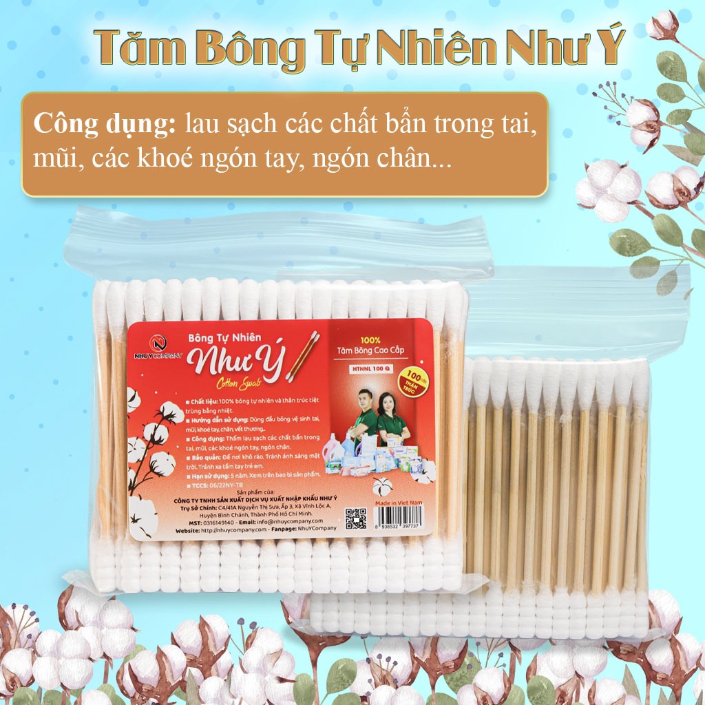 Combo 3 gói tăm bông người lớn thân trúc Như Ý (G/100 cây)