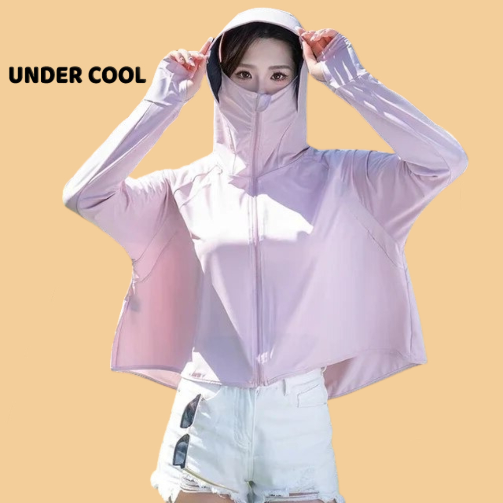 Áo Chống Nắng Nữ Dáng Lửng Xòe Mũ Vành UNDERCOOL Thun Lạnh Thoáng Mát ACN02
