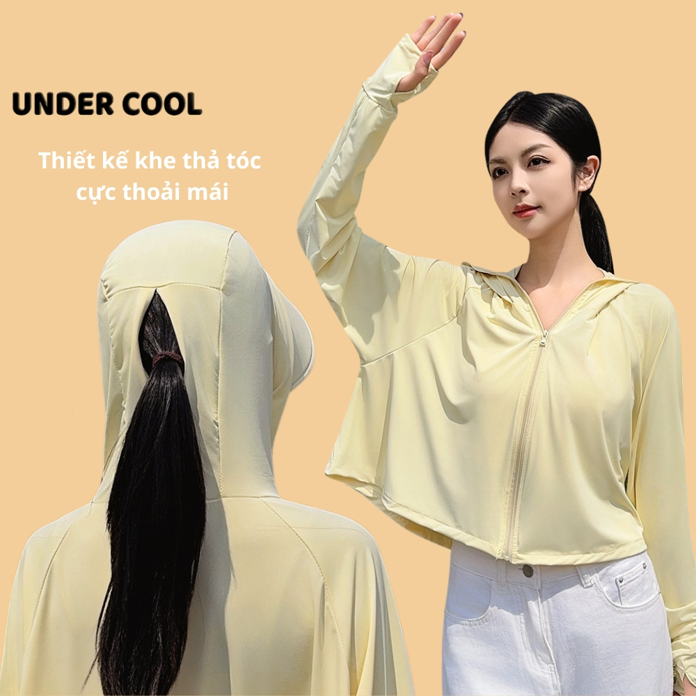 Áo Chống Nắng Nữ Dáng Lửng Xòe Mũ Vành UNDERCOOL Thun Lạnh Thoáng Mát ACN02