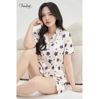 Đồ Bộ Pijama VADESI Đùi Cộc Nữ Lụa Luxury Cao Cấp Suôn Mềm Mượt Thoáng Mát Nhiều Họa Tiết Đẹp
