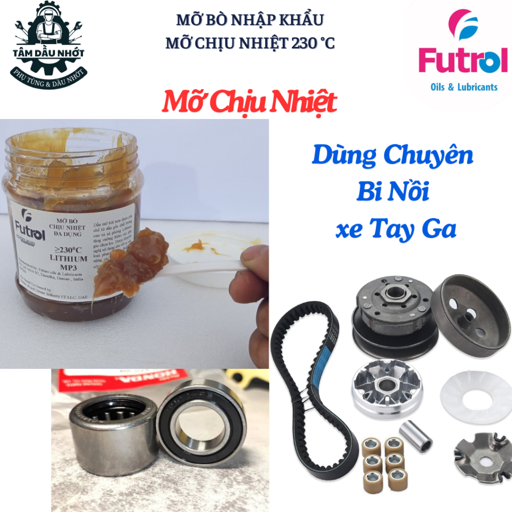 [Mỡ chịu nhiệt 230℃] Mỡ bò nhập khẩu Futrol Lithium MP3 0.5Kg, phụ gia lithium tăng cường khả năng chịu nhiệt