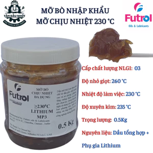 Mỡ bò nhập khẩu Futrol Lithium MP3 0.5Kg, phụ gia lithium tăng cường khả năng chịu nhiệt