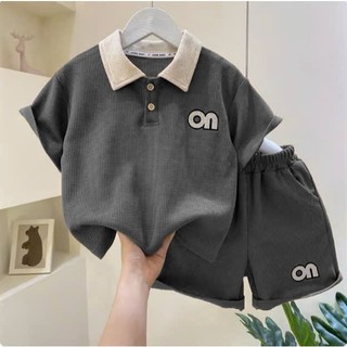 Bộ quần áo cộc tay cổ bẻ mùa hè dành cho trẻ em 10-45kg,chất cotton ,Sét đồ bộ cổ trụ dành cho bé trai