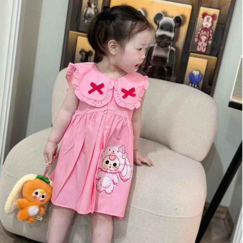 Váy babydoll in hình 3D BabyThree chất thô cotton mềm mại size 8-36kg DL63 - váy cho bé Diệu Linh shop kids