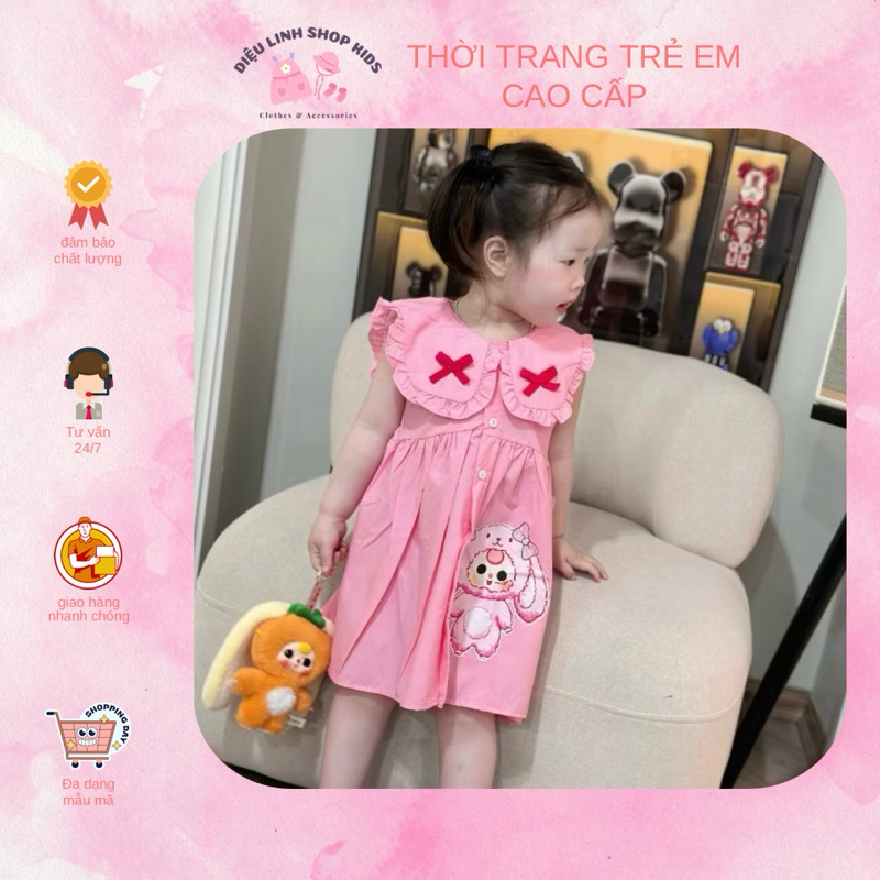 Váy babydoll in hình 3D BabyThree chất thô cotton mềm mại size 8-36kg DL63 - váy cho bé Diệu Linh shop kids