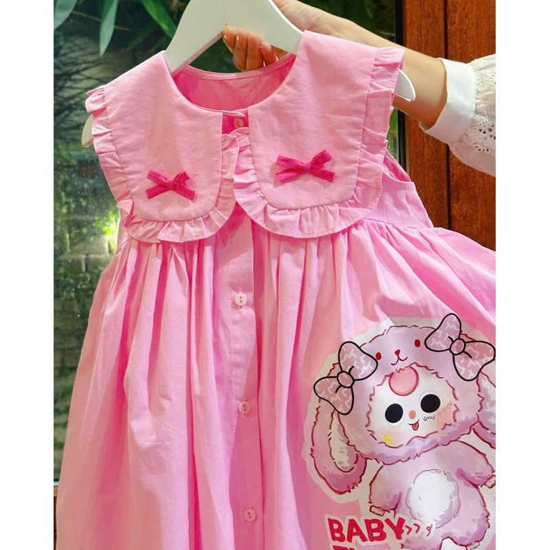 Váy babydoll in hình 3D BabyThree chất thô cotton mềm mại size 8-36kg DL63 - váy cho bé Diệu Linh shop kids