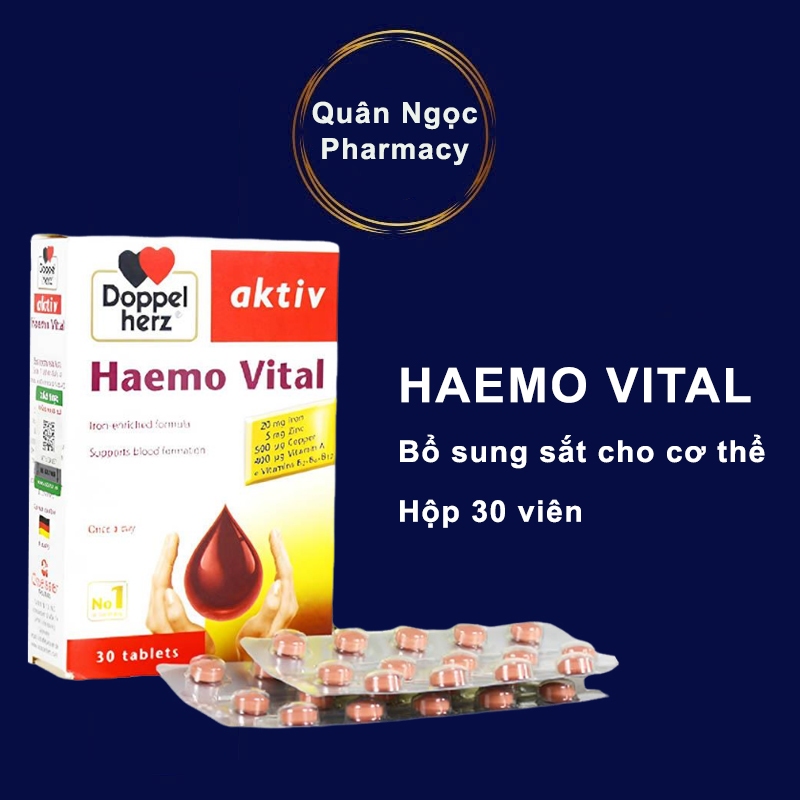 [CHÍNH HÃNG] Thực phẩm bảo vệ sức khỏe Haemo Vital bổ sung sắt hộp 30 ...