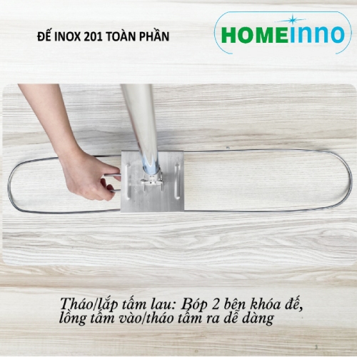 Cây Lau Nhà Công Nghiệp Cán Tăng Đơ Inox Bẹ San Hô 80cm Homeinno Dài 100 - 150cm
