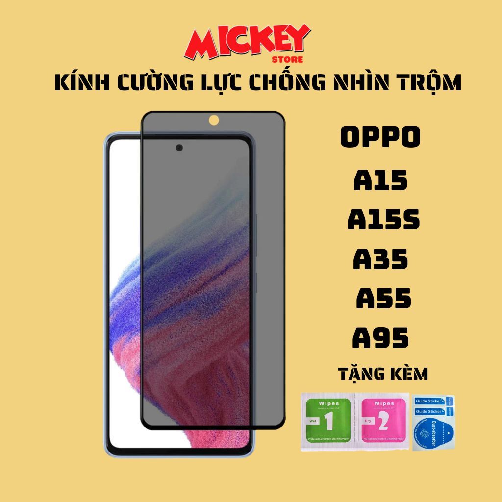 Kính cường lực chống nhìn trộm cho OPPO a15 a15s a35 a55 a95 bảo vệ quyền riêng tư