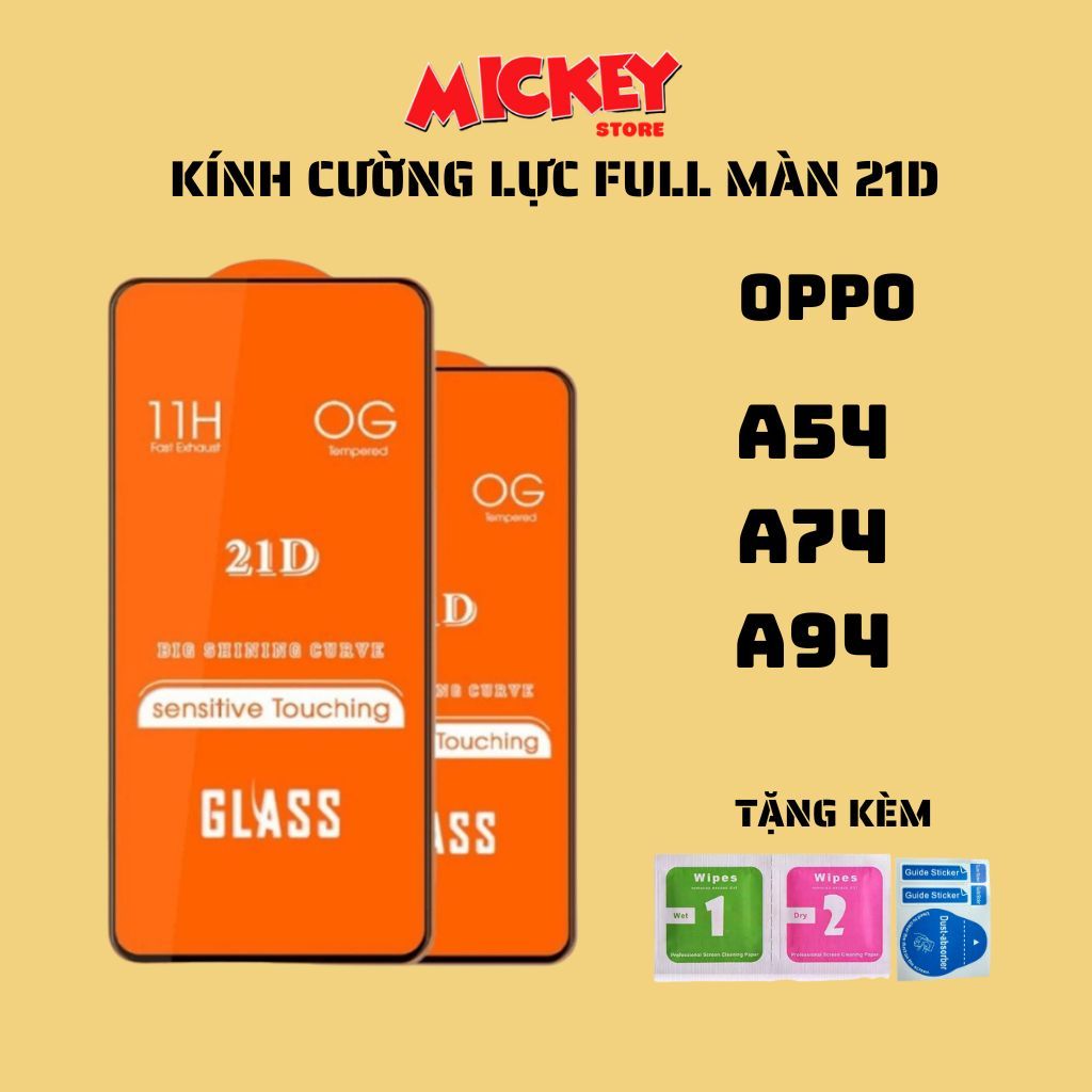 Kính cường lực full màn cho OPPO a54 a74 a94 hạn chế bám vân tay,cảm ứng mượt