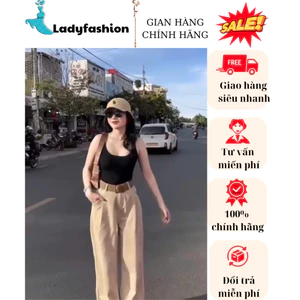 Set quần KaKi nữ ống rộng túi trước không nhăn mix áo ba lỗ thun nữ cao cấp phù hợp đi chơi,dạo phố New 2025